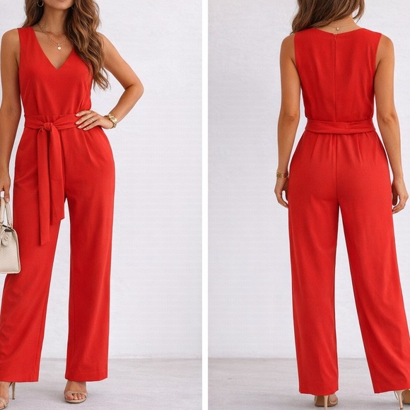 Nine West Pants - Nine West Coral Wide Leg Jumpsuit with Belt Size 10